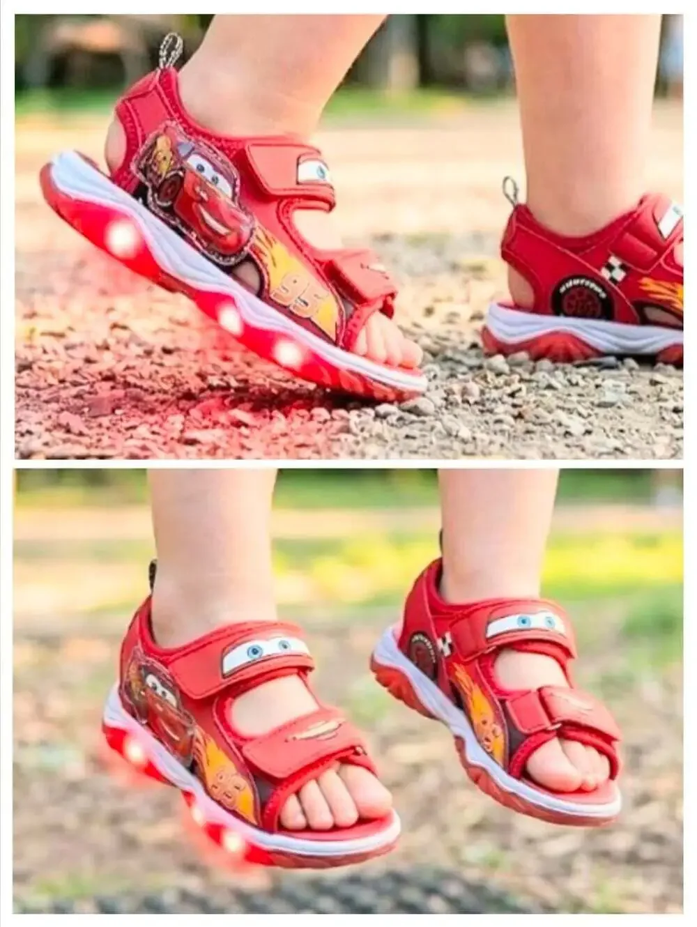 NWT Cars Lightning McQueen Kids (Size 6) Light-Up Sandals w/Velcro Open/Close
